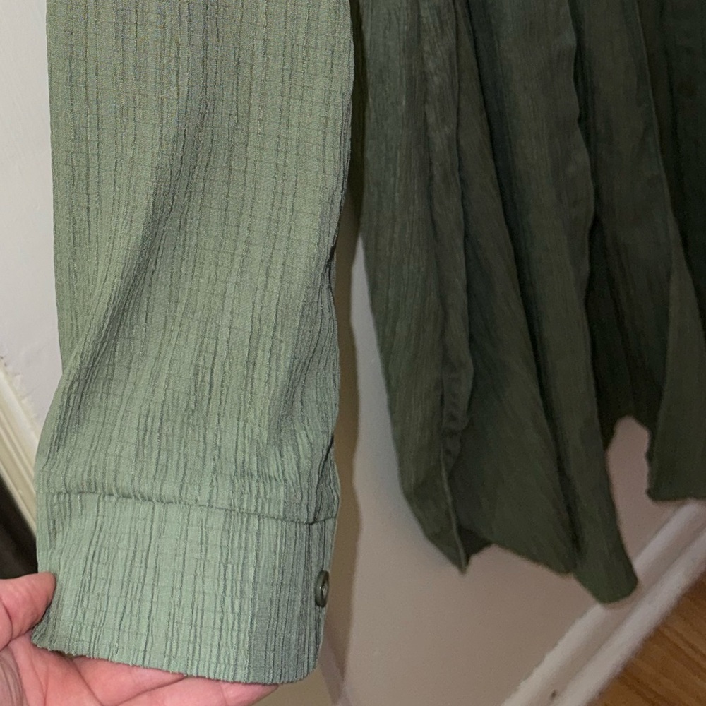 SHEIN Olive Textured Shirt Dress - Picture 3 of 8
